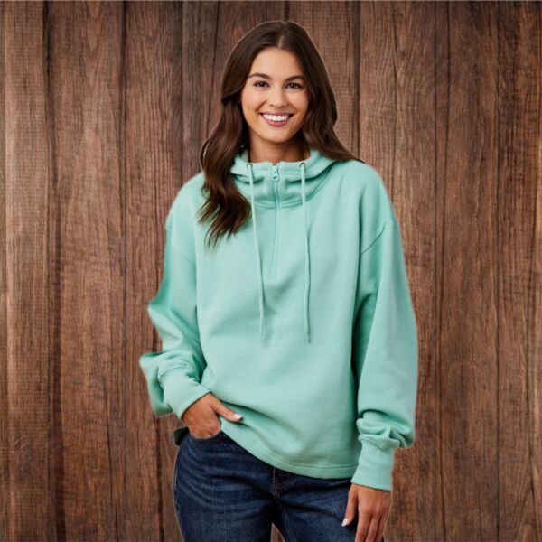 EZ318 Ladies&#39; Boxy 1/4 Zip Hoodie Thumbnail